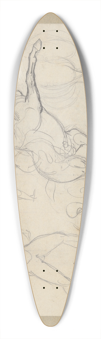 Eugne Delacroix - Studies of Figures, Horses andDogs 39.3 inch art pintail longboard deck