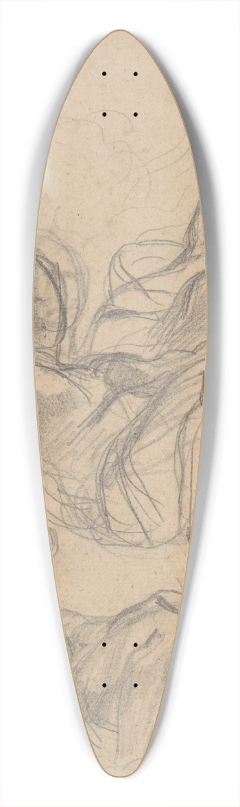 Eugne Delacroix - Study of a reclining figure, and a seated figure holding a lyre 39.3 inch art pintail longboard deck