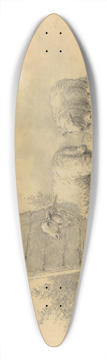 Eugne Joseph Verboeckhoven - Sheep in a Landscape 39.3 inch art pintail longboard deck