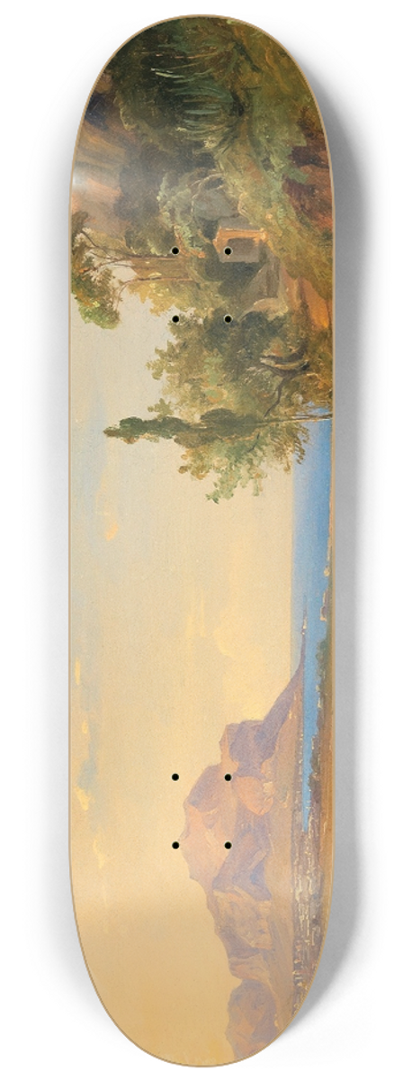 Carl Morgenstern - A view of the Bay of Palermo with Monte Pellegrino, Sicily 8.25 inch art skate deck