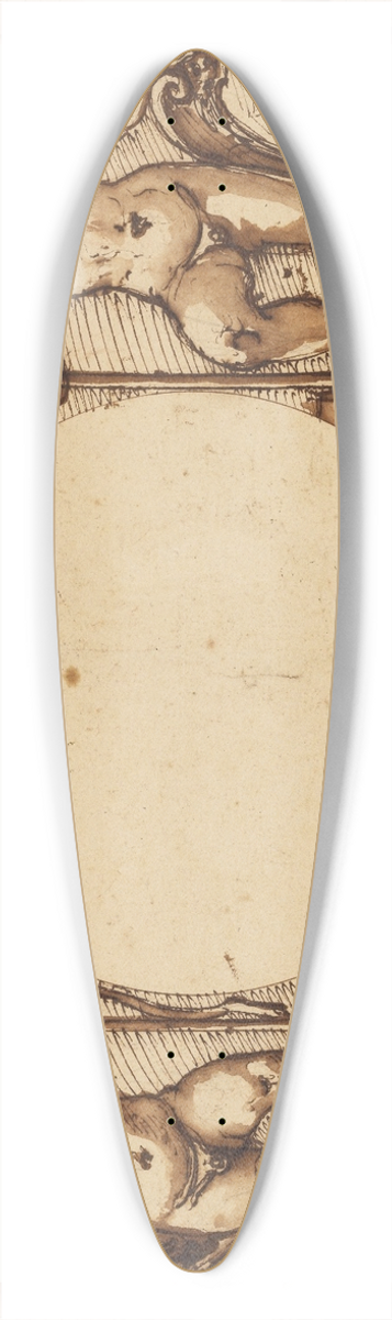 Federico Zuccaro - Two Child Angels, Symbolizing Patience and Industry 39.3 inch art pintail longboard deck