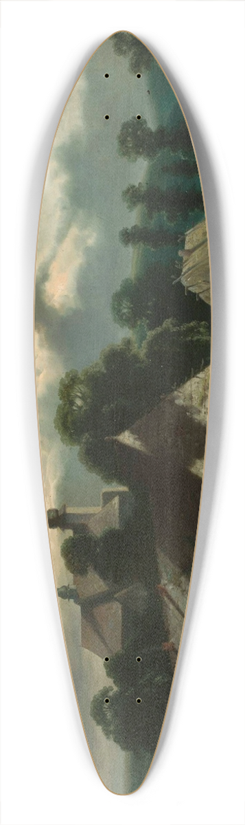 Feliks Brzozowski - Countryside landscape at night 39.3 inch art pintail longboard deck