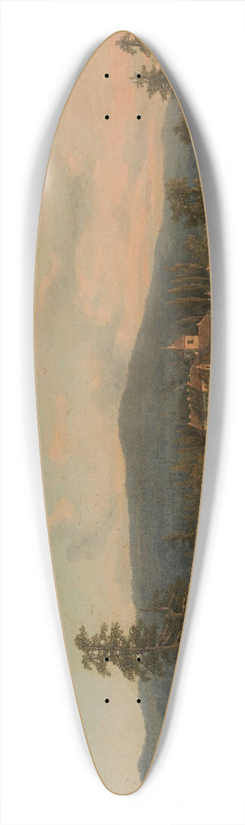 Feliks Brzozowski - Mountain landscape with church and monastery 39.3 inch art pintail longboard deck