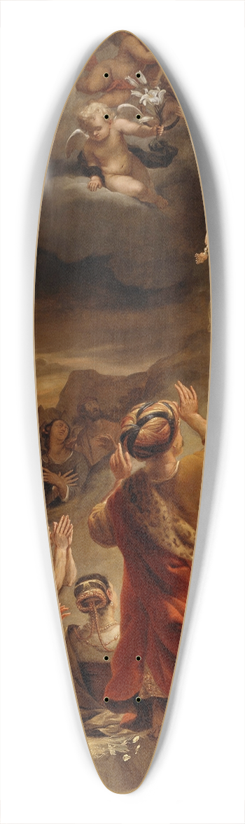 Ferdinand Bol - Moses descends from Mount Sinai with the Ten Commandments 39.3 inch art pintail longboard deck