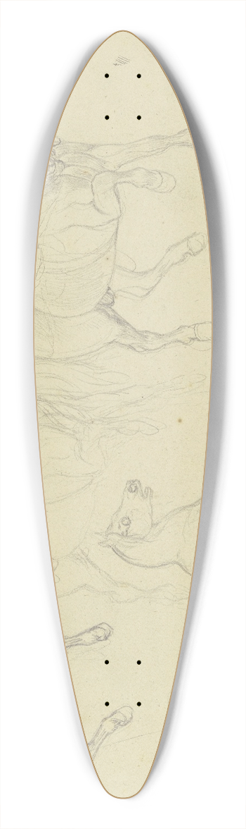 Ferdinand Fellner - Studienblatt; Pferde, teils gesattelt 39.3 inch art pintail longboard deck