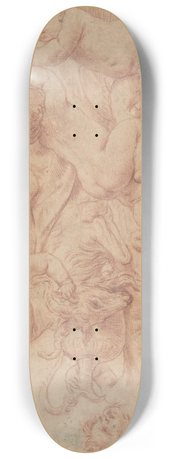 Carlo Cignani - Five Putti Playing with a Goat (Bacchanalia) 8.25 inch art skate deck