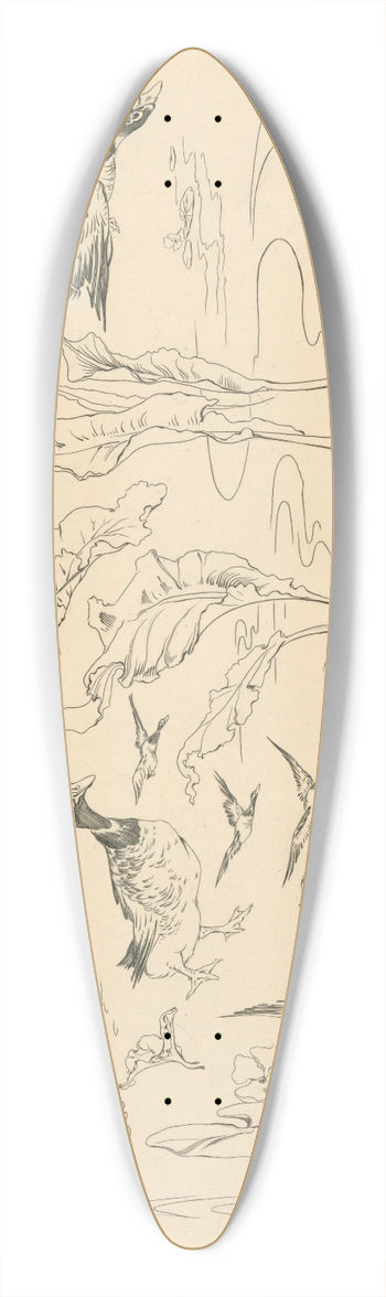 Flix Bracquemond - Dcor de service de toilette; canards et grandes feuilles. 39.3 inch art pintail longboard deck