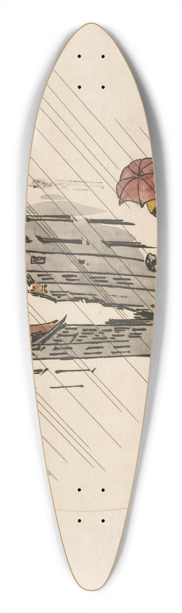 Flix Bracquemond - Decoration for a Plate; Rain 39.3 inch art pintail longboard deck