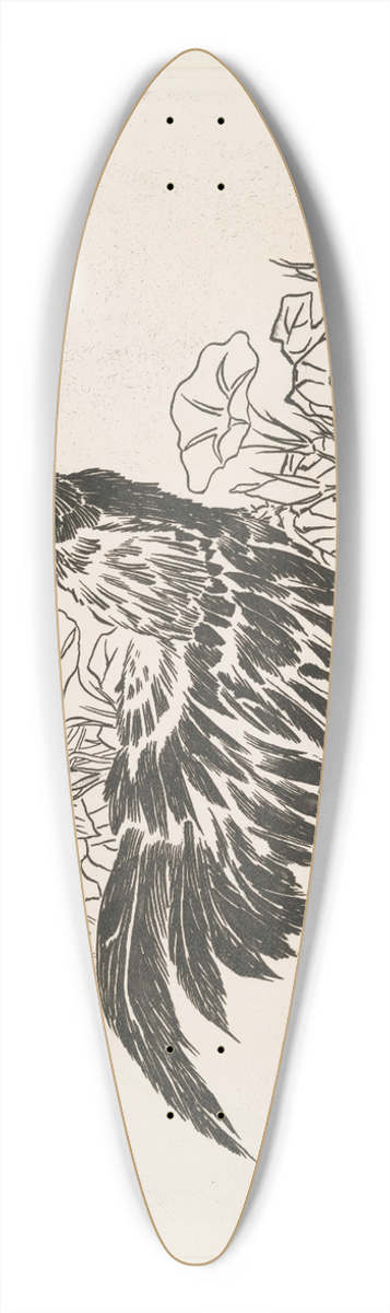 Flix Bracquemond - Un coq et des liserons. 39.3 inch art pintail longboard deck