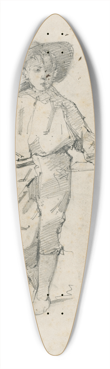 Floris Verster - Boy with oboe and stick 39.3 inch art pintail longboard deck