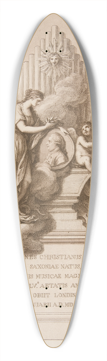 Francesco Bartolozzi - Memorial to Johann ChristianBach 39.3 inch art pintail longboard deck