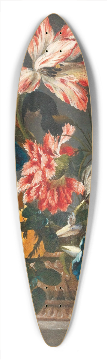Francesco Caldei - Flowers in a decorative vase on a stone ledge 39.3 inch art pintail longboard deck