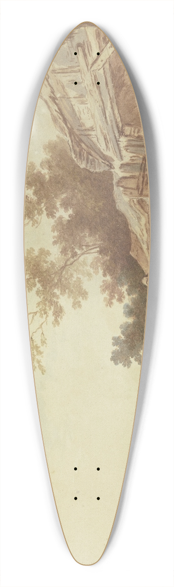 Francesco Giuseppe Casanova - Ein Reisender, dem die Reitstiefel angezogen werden, steht mit seinen Pferden bei einer Trnke vor einem Stall, von links kommen zwei Reiter auf die Trnke zu 39.3 inch art pintail longboard deck