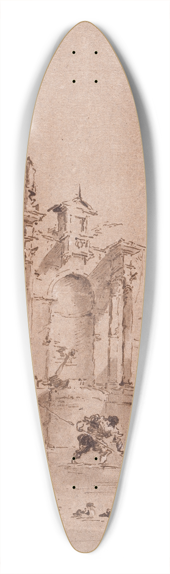 Francesco Guardi - Architectural Capriccio 39.3 inch art pintail longboard deck