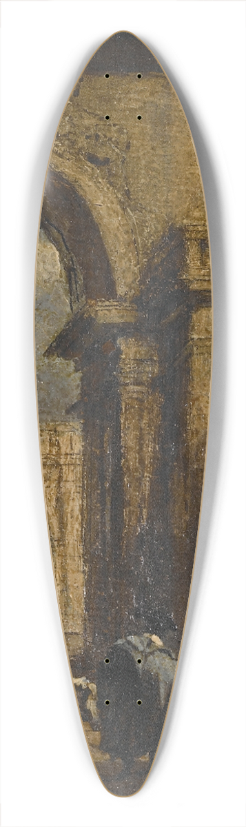 Francesco Guardi - Capriccio; A Palace Courtyard 39.3 inch art pintail longboard deck