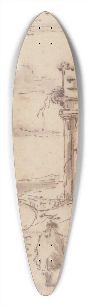 Francesco Guardi - Two Figures in a Landscape withRuins 39.3 inch art pintail longboard deck