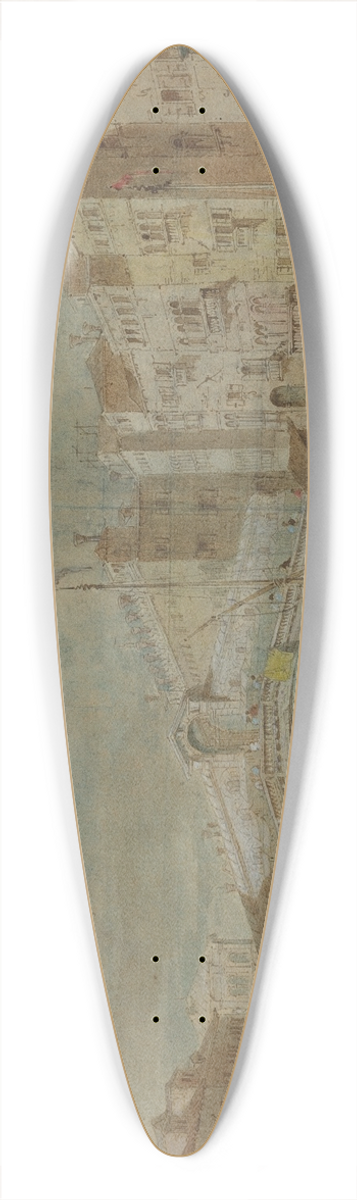 Francesco Guardi - View of the Rialto Bridge, Venice 39.3 inch art pintail longboard deck