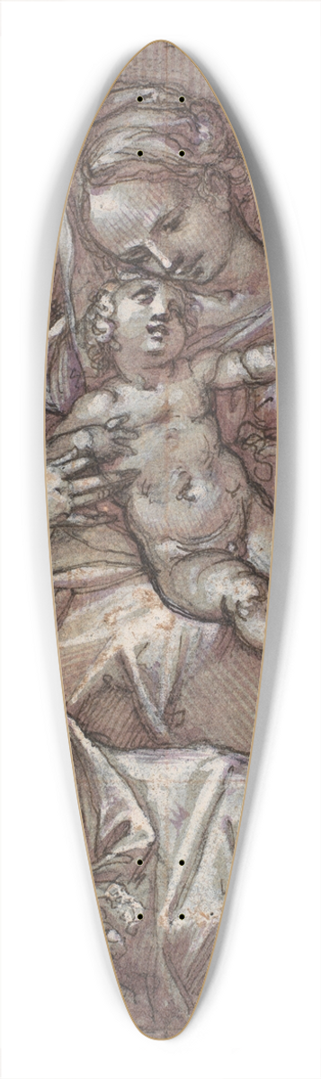 Francesco Rustici - The Virgin Mary and the Child Jesus with John the Baptist as a boy, Bernardino of Siena, Kathrine of Siena, the archangel Michael and a bearded saint 39.3 inch art pintail longboard deck