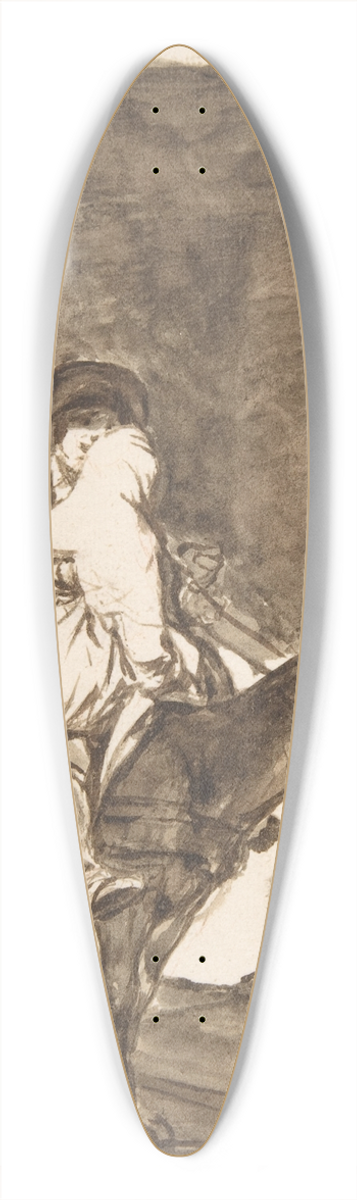 Francisco de Goya - A man and a woman riding a mule 39.3 inch art pintail longboard deck