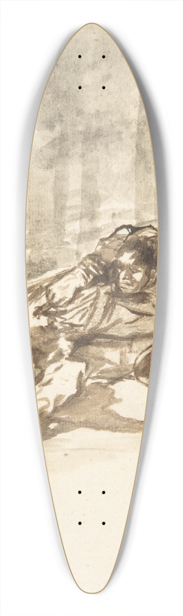 Francisco de Goya - A man stabbing another 39.3 inch art pintail longboard deck