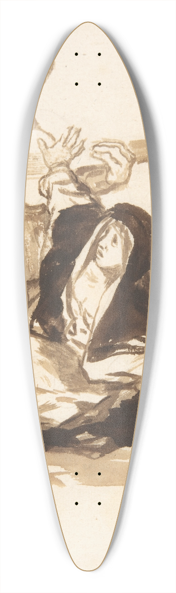 Francisco de Goya - A nun frightened by a ghost playing a guitar 39.3 inch art pintail longboard deck