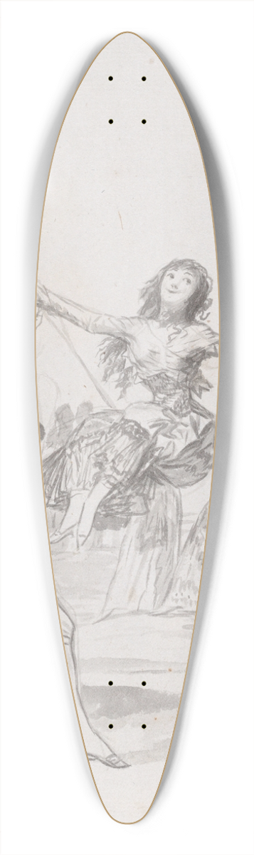 Francisco de Goya - Girl on a swing, a man with his arms raised 39.3 inch art pintail longboard deck