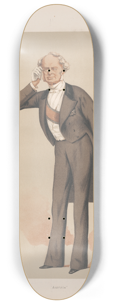 Carlo Pellegrini - Ambassadors to England; Austria  Frederick Ferdinand, Count Beust  28 Aug. 1875 8.25 inch art skate deck