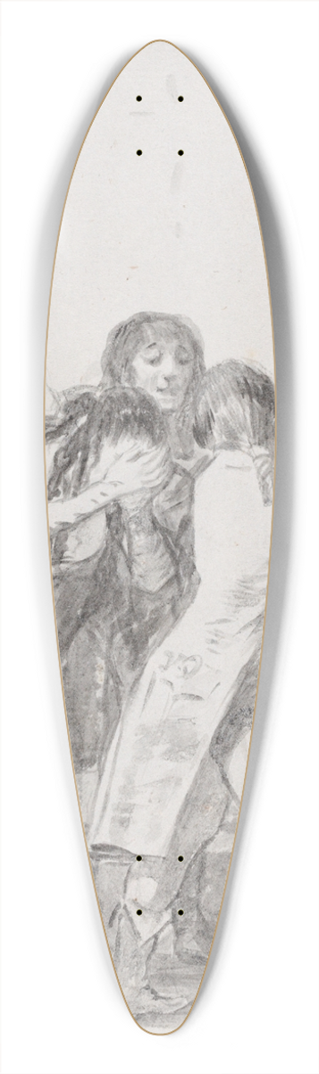 Francisco de Goya - Young woman weeping and covering her face with her hands, accompanied by men 39.3 inch art pintail longboard deck