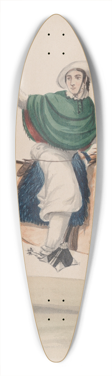 Francisco Fierro - An elegantly dressed woman on horseback 39.3 inch art pintail longboard deck