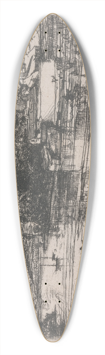 Francis Seymour Haden - From the Bridge at Cardigan 39.3 inch art pintail longboard deck