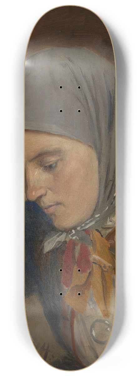 Adolph Tidemand - Portrait of Guro Sivertsdatter Travendal 8.25 inch art skate deck