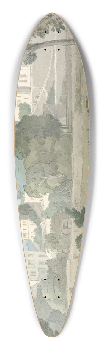 Francis Towne - Houses near Plymouth 39.3 inch art pintail longboard deck