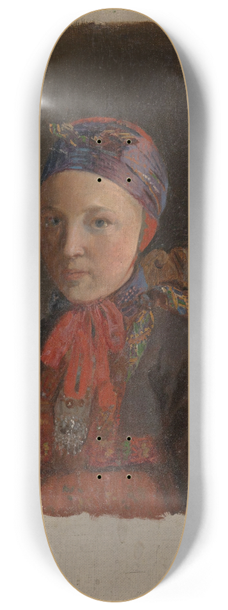 Adolph Tidemand - Portrait of Ingeborg Anderdatter Gulsvig 8.25 inch art skate deck