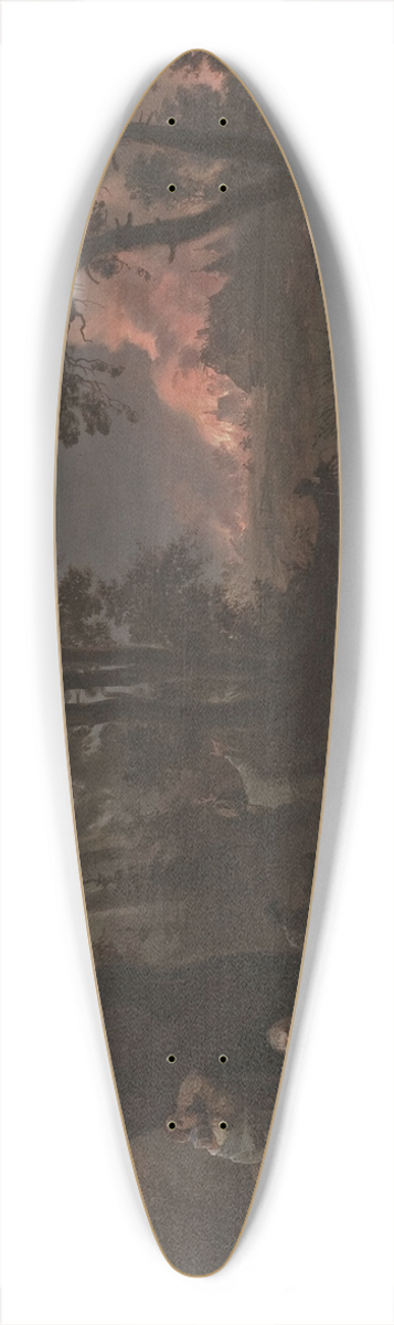Franciszek Kostrzewski - Fire in the village 39.3 inch art pintail longboard deck
