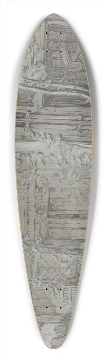 Franois Boucher - The DilapidatedFarmhouse 39.3 inch art pintail longboard deck