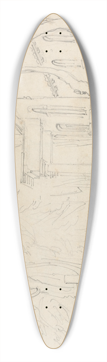 Franois Edouard Bertin - House with a Portico at Ermenonville 39.3 inch art pintail longboard deck