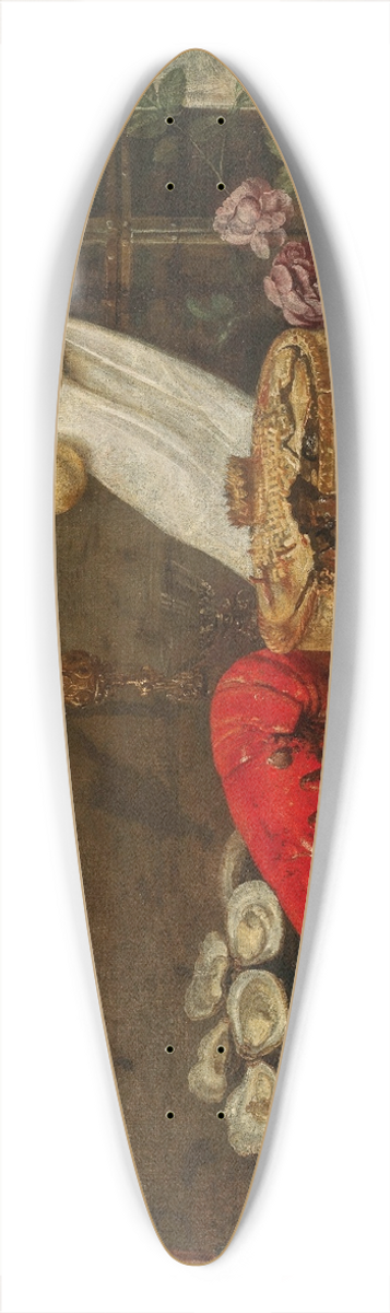 Frans Ykens - A lobster, oysters, pastry, mixed fruit and filled wine glasses on a partially draped table 39.3 inch art pintail longboard deck