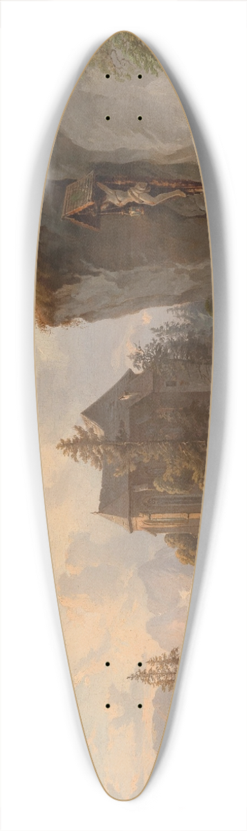 Franz Barbarini - A Mountain Landscape with a Chapel and Wayside Shrine 39.3 inch art pintail longboard deck