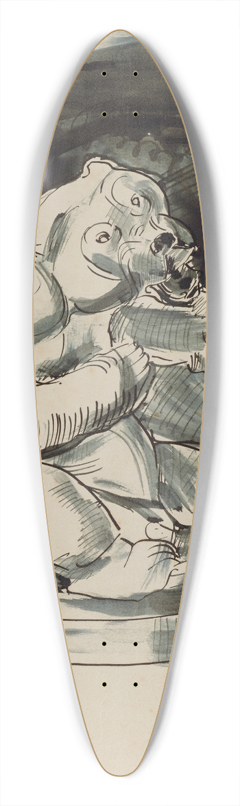 Franz Barwig the Elder - Sitzender malayischer Br 39.3 inch art pintail longboard deck