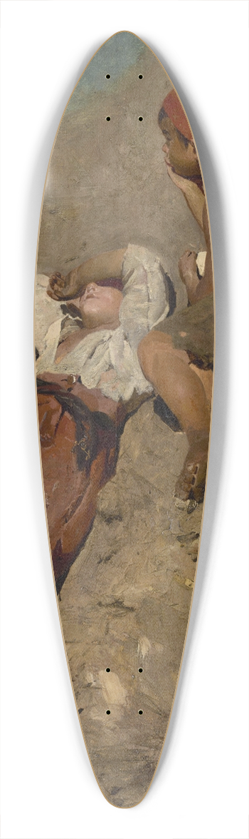 Franz von Lenbach - Two Peasant Boys on a Slope 39.3 inch art pintail longboard deck
