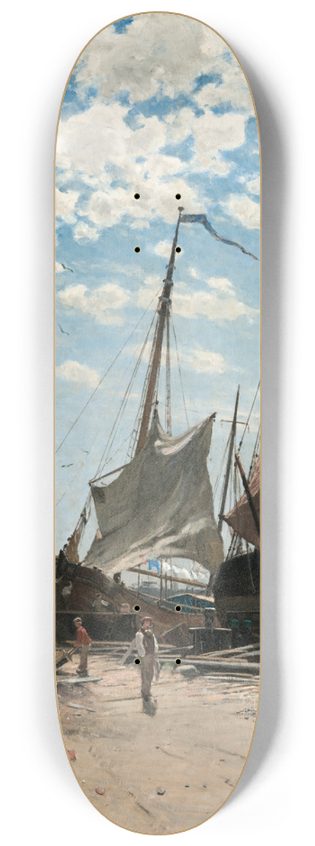 Carl Sknberg - The Harbour, Dordrecht 8.25 inch art skate deck