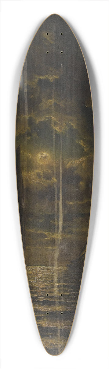 Frederick Rondel - Sailboats in Moonlight 39.3 inch art pintail longboard deck