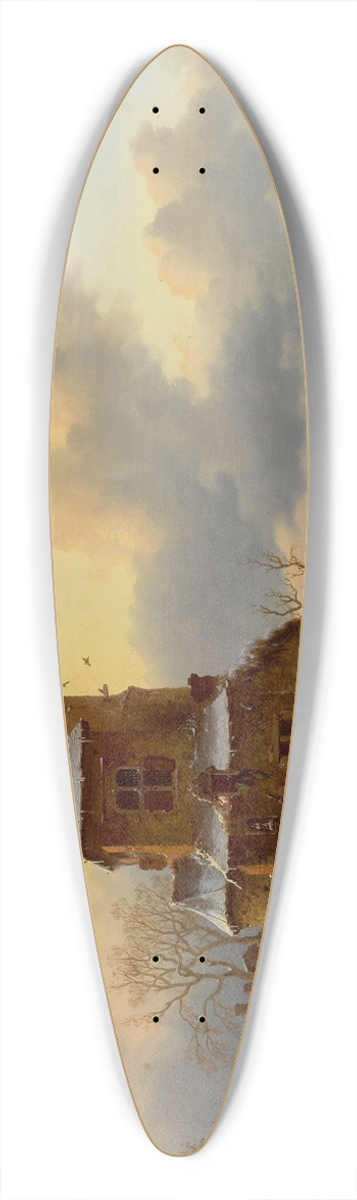 Frederik Marinus Kruseman - Winter Landscape with Skaters 39.3 inch art pintail longboard deck