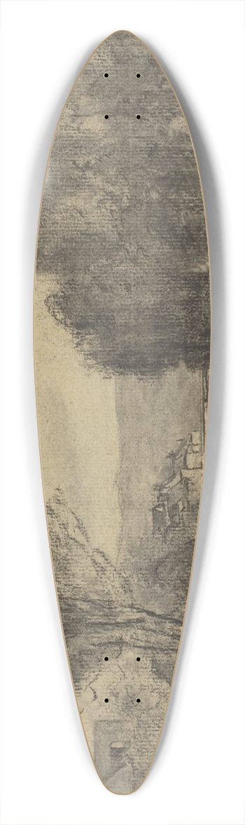 French School - A Landscape with a River 39.3 inch art pintail longboard deck