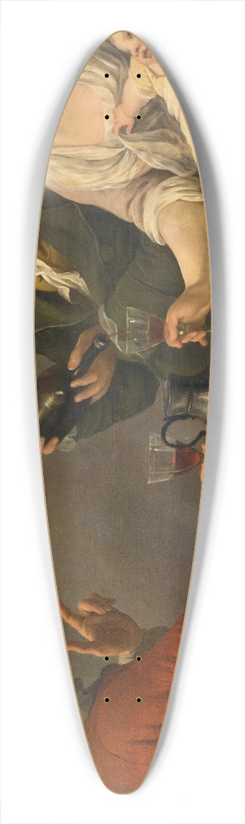 French School - Two Young Men And A Woman Holding A Child Seated At A Table, Drinking Wine 39.3 inch art pintail longboard deck