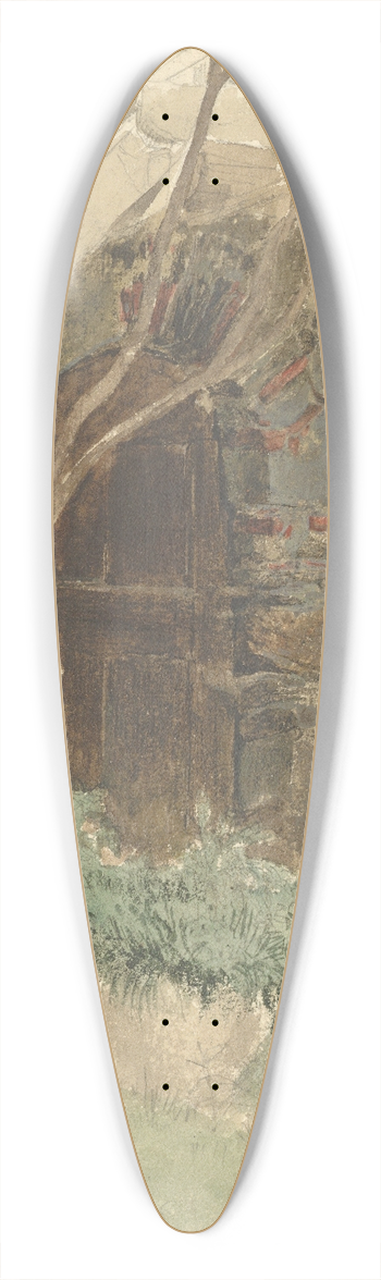 Friedrich Eduard Meyerheim - A Wooden Door of a Farm Building near Merano 39.3 inch art pintail longboard deck