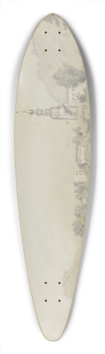 Friedrich Eugen Peipers - View of Schandau 39.3 inch art pintail longboard deck