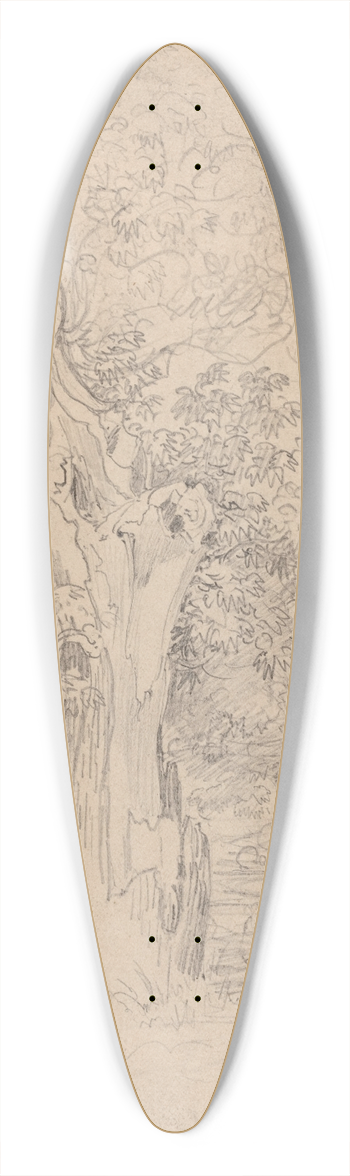 Friedrich Salath - An Ancient Tree with Figures in a Landscape 39.3 inch art pintail longboard deck