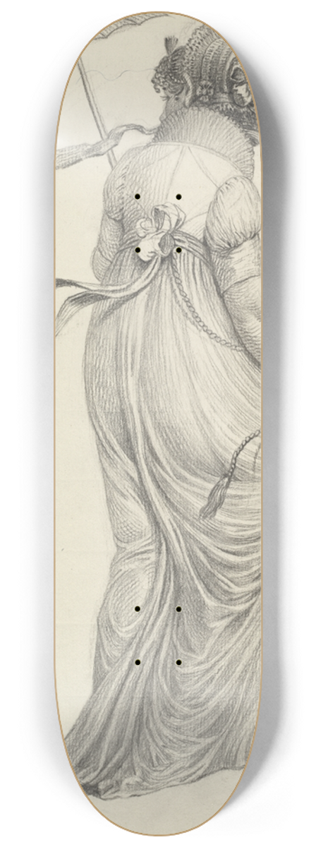 Carl Wilhelm Kolbe the elder - A Fashionable Young Woman Seen from Behind 8.25 inch art skate deck