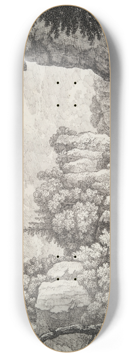 Carl Wilhelm Kolbe the elder - Rocky Landscape with aHermit 8.25 inch art skate deck